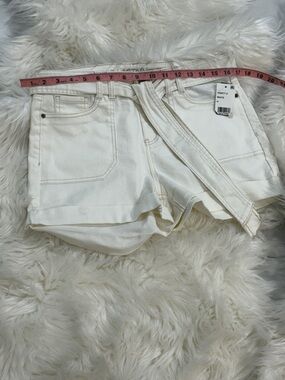 Vanilla Star Cream White Denim Tie-Waist Shorts